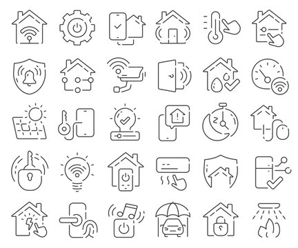 Smart house line icons collection. Thin outline icons pack. Vector illustration eps10