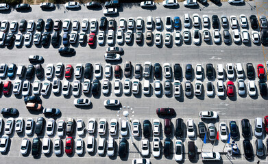 Aerial view of big car parking