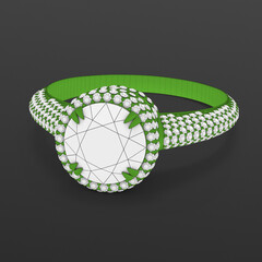 Wireframe material 3d jewelry model of engagement ring. 3D rendering