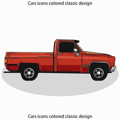 Cars icons colored classic design