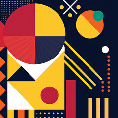 Swiss design style abstract poster layout with geometric graphics and bold elements. Modern geometry composition artwork with simple vector shapes. Useful for poster design, web presentation, etc.