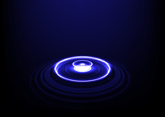 Blue circle and line technology abstract technology innovation concept vector background and glowing light