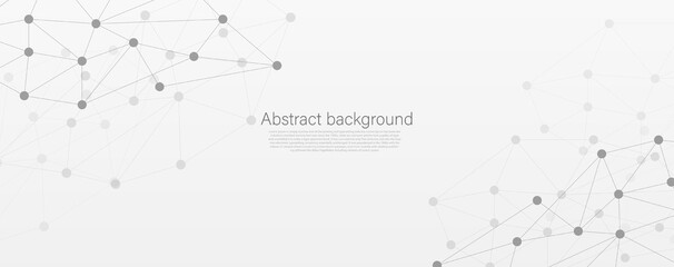 Design black and white abstract polygonal background and connecting dots and lines global network connection with copy space for your text.