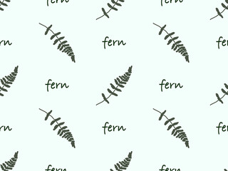 Fern cartoon character seamless pattern on green background