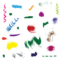 Set of watercolor paint strokes. Collection of colorful watercolor brushes. Colored splashes.