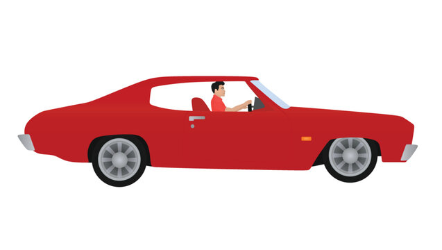 Man driving  car. vector illustration