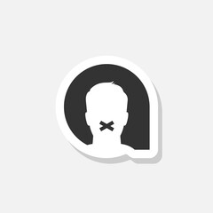 Speech bubble silence sticker icon isolated on white background