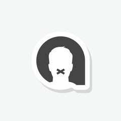 Speech bubble silence sticker icon isolated on white background