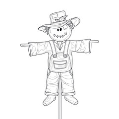 Scarecrow.Coloring book antistress for children and adults. Illustration isolated on white background.Zen-tangle style. Hand draw