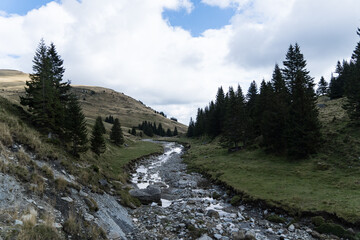 Obraz premium river in the mountains, Vanturis River, Bucegi Mountains, Romania 