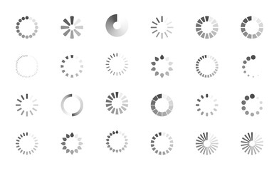 Download sign set. Load icons set. Load system. Data load. Loading bar. Froze computer. Vector stock illustration