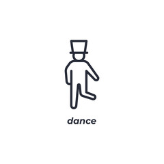 Vector sign dance symbol is isolated on a white background. icon color editable.