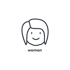 Vector sign woman symbol is isolated on a white background. icon color editable.