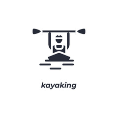 Vector sign kayaking symbol is isolated on a white background. icon color editable.