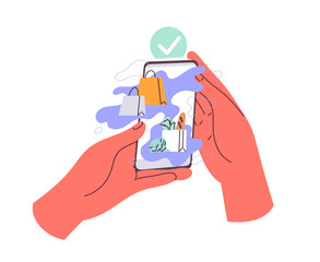 Person buy online on smartphone.