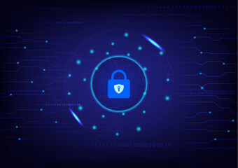 Abstract padlock security digital background. cyber technology concept, protect system innovation, vector illustration