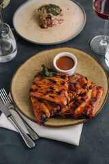 Grilled pork ribs with red wine