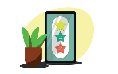 rating stars cell phone device illustration