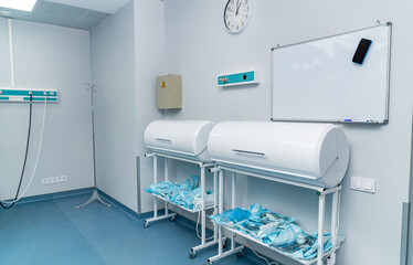 Operation medical equipment. Surgery modern light in new hospital room.