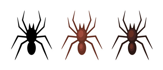 Spider. Spiders set. Vector clipart isolated on white background.