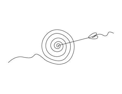 recommend clip art: Continuous one line drawing of arrow shoted on the target. Arrow archery business challenge metaphor line art drawing vector illustration.