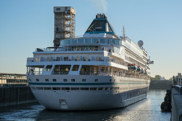 Phoenix cruiseship or cruise ship liner Amera in port of Montreal, Canada on sunny day on St....