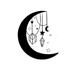 Half moon with crystals 