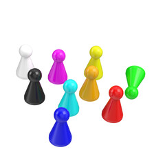 Obraz premium 3d rendering illustration of a set of board game pawns