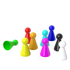 Obraz premium 3d rendering illustration of a set of board game pawns