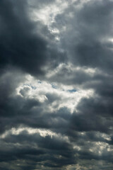 Dark and dramatic storm clouds on the sky
