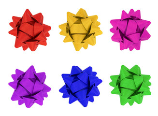 Isolated set of glittering bows