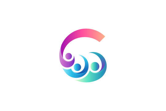 people unity or family logo with world or globe shape, teamwork icon, world peace, charity care