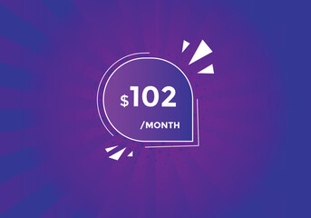 102 dollar price tag. Price $102 USD dollar only Sticker sale promotion Design. shop now button for Business or shopping promotion
