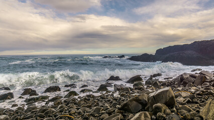 Icelandic wawes hitting the coast