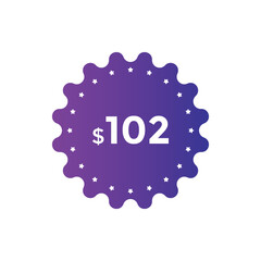 $102 USD Dollar Month sale promotion Banner. Special offer, 102 dollar month price tag, shop now button. Business or shopping promotion marketing concept
