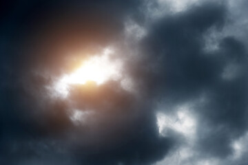 Light in the dramatic storm clouds