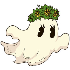 ghost flower crown halloween cartoon