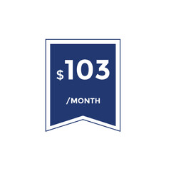 103 dollar price tag. Price $103 USD dollar only Sticker sale promotion Design. shop now button for Business or shopping promotion

