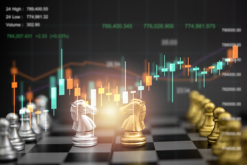 chess game on board indicators chart forex and graph stock market finance investment business...