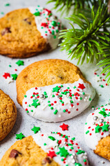 Christmas glazed cookies with festive sprinkles.