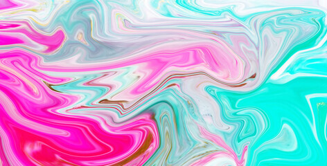 Fototapeta na wymiar Hand Painted Background With Mixed Liquid Blue Pink Paints. Abstract Fluid Acrylic Painting. Marbled Blue Pink Abstract Background. Liquid Marble Pattern.
