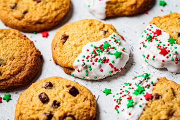 Christmas glazed cookies with festive sprinkles.