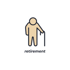Vector sign retirement symbol is isolated on a white background. icon color editable.