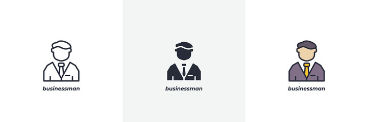 businessman icon. Line, solid and filled outline colorful version, outline and filled vector sign. Idea Symbol, logo illustration. Vector graphics