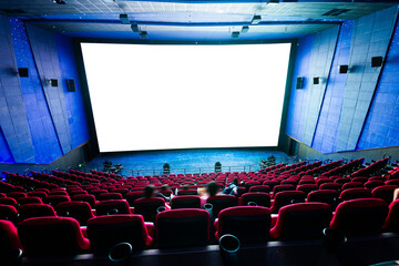 Movie theater with blank screen