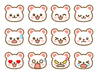 シンプルでかわいいシロクマの顔アイコンセット＿ベクター2