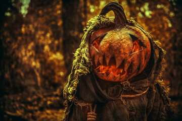 pumpkin with burning eyes