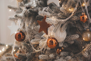 Christmas background. Xmas celebration. Christmas tree. Decorated christmas tree.