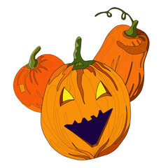 pumpkin lantern for halloween, vector illustration on a white background