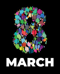 8 March banner Background Design. Template for advertising, web, social media and fashion ads. Poster, flyer, greeting card, header for website Vector Illustration